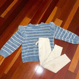 Jessica Simpson Little Girl Blue and Tan Sweater Outfit 4T